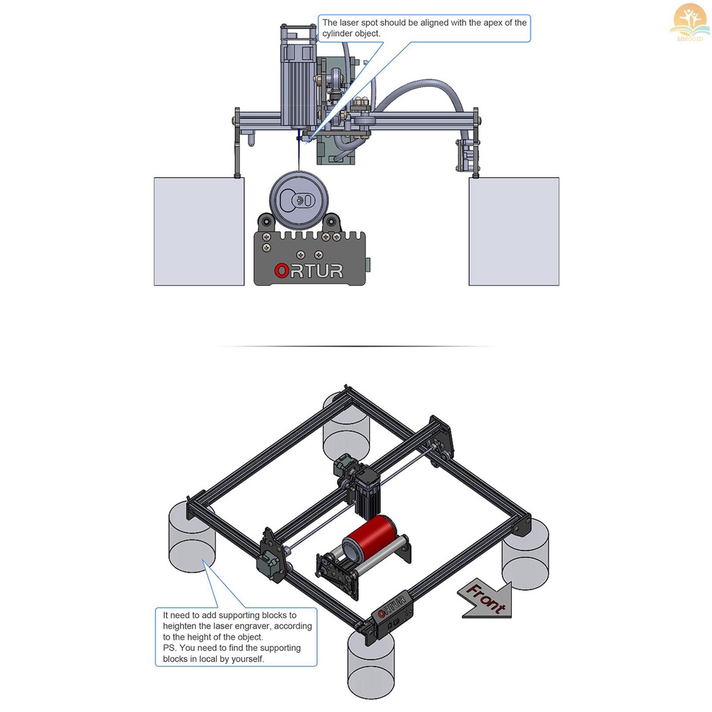 In Stock Y-aixs Rotary Roller Otomatis Untuk Ortur Mesin Laser Grafir Ortur 3D Printer Laser Master/ Laser Master2