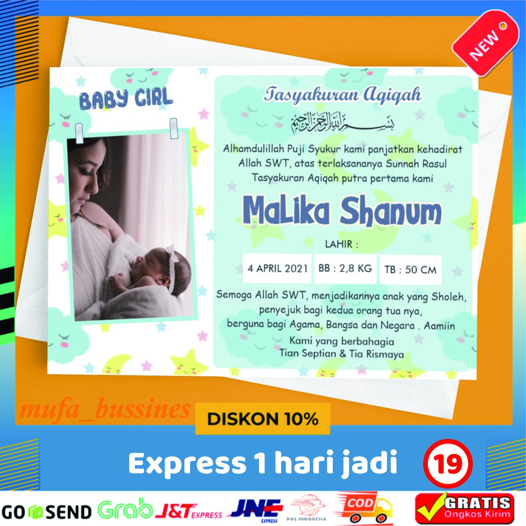 

Stiker Sticker Label Kartu Tasyakuran Tasakuran Kelahiran Aqiqah Aqiqoh Nama Bayi Cukuran Selapanan Syukuran Sukuran Marhaban / sticker