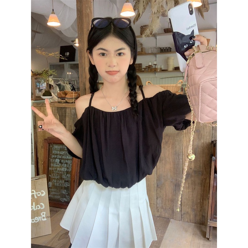 Atasan Wanita Polo Puff Lengan Pendek Tank Korean Blouse