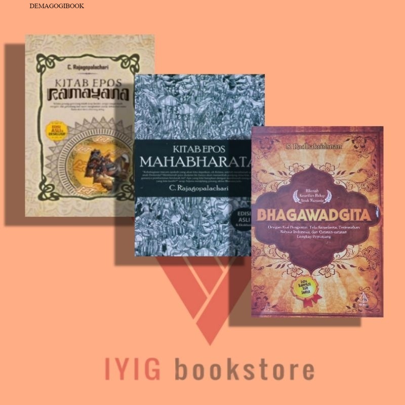 paket buku kitab epos mahabharata/kitab epos ramayana edisi asli hardcover/bhagawadgita/paket kitab 