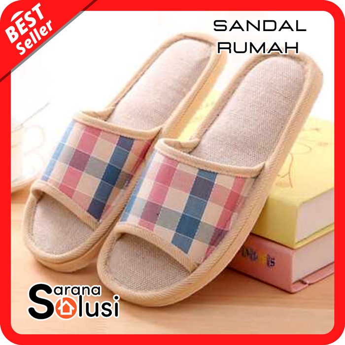 Sandal Rumah Kamar Selop Wanita Pria Kain Linen