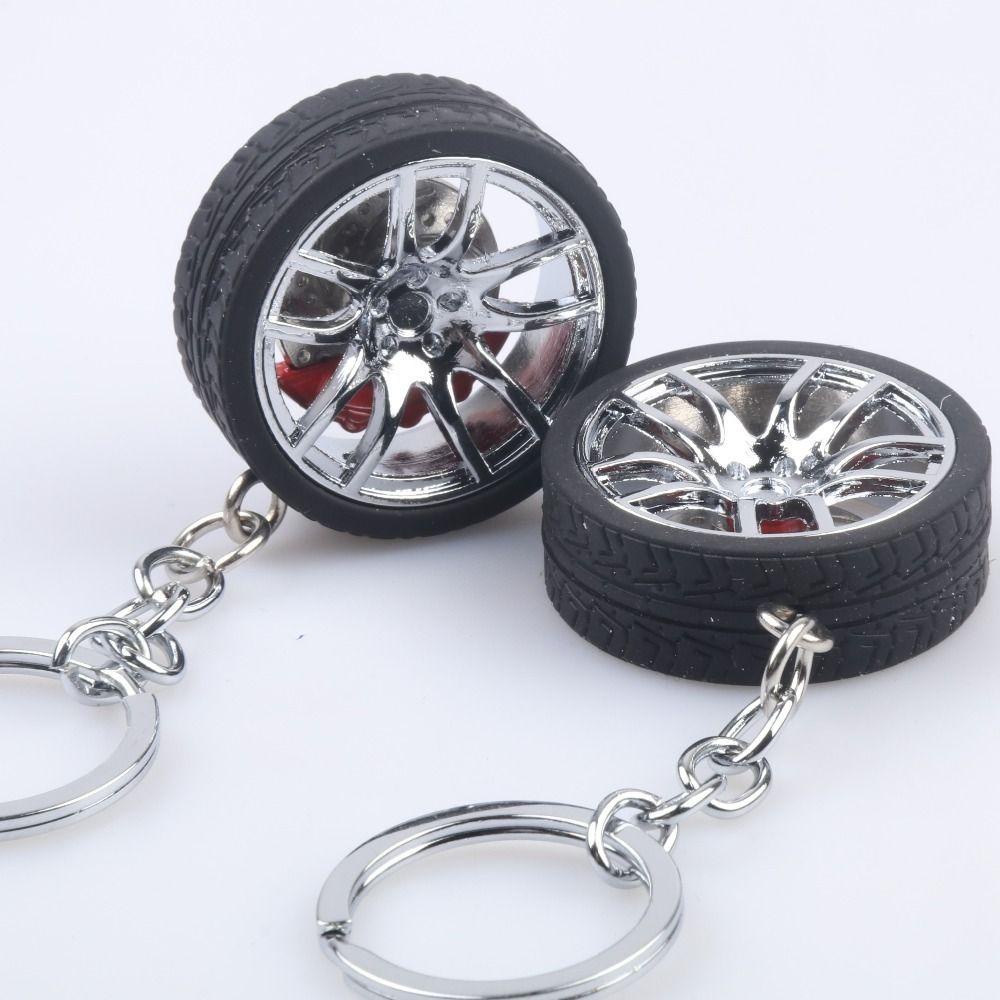 【 ELEGANT 】 Gantungan Kunci Ban Karet, Dengan Gantungan Kunci Roda Mobil Cakram Rem, Liontin Ban Karet Alloy Wheel Rim Simulasi Ban Simulasi Ban 3D Untuk Dekorasi Mobil