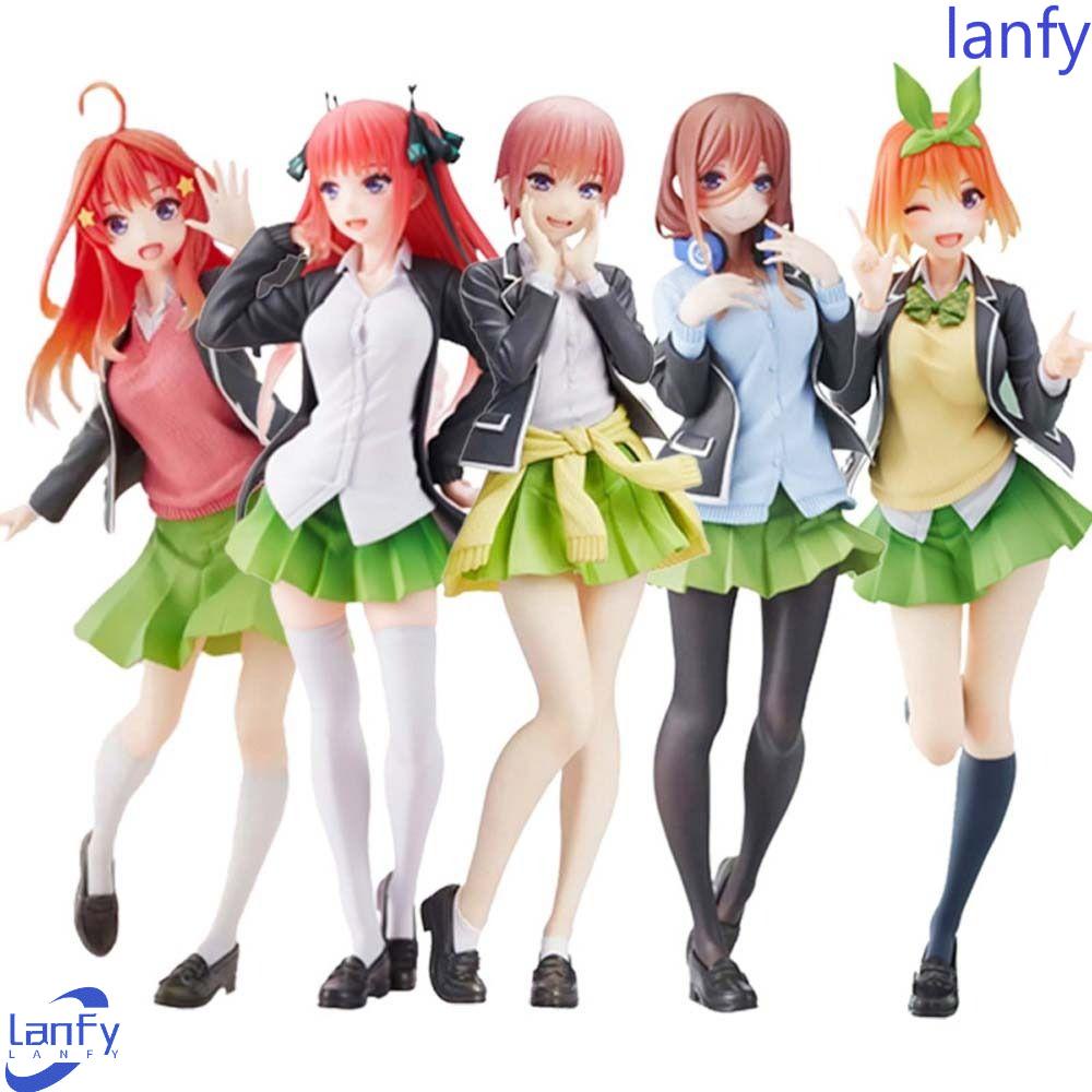 LANFY The Quintessential Quintuplets Creative Action Figurine Nakano Miku Miniatur Koleksi Model Gotoubun No Hanayome Mainan Model Seragam Sekolah