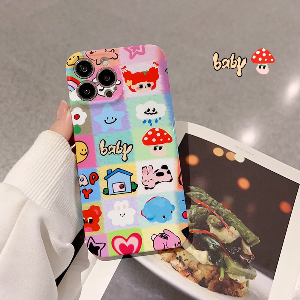 IPHONE Puzzle Kartun Lucu Pelindung Lensa Kamera Ponsel Hard Case Tidak Luntur Film Cover Untuk Iphone7 8 PLUS X XR XS 11 12 13 14 PRO MAX SE