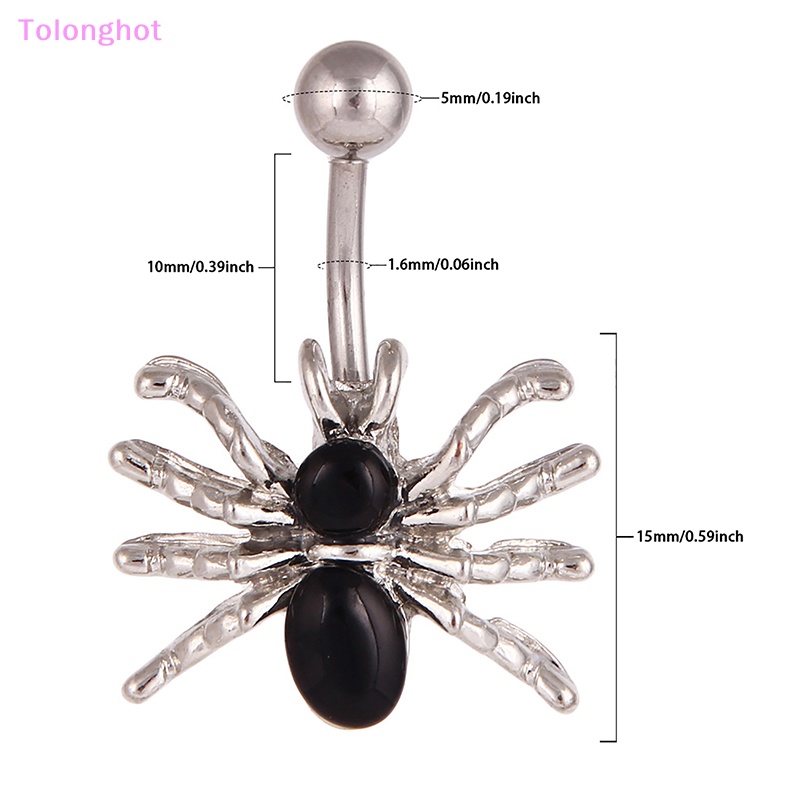 Tolonghot&gt; 316L Stainless Steel Gaya Hewan Pusar Cincin Fashion Spider Liontin Pusar Kuku Untuk Wanita Pria Perhiasan Tubuh Seksi well