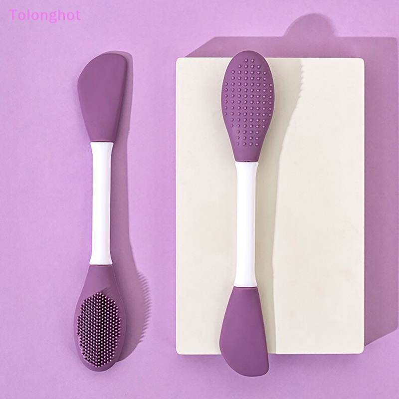 Tolonghot&gt; 1Pc Sikat Masker Wajah Silikon Kepala Ganda Pijat Wajah Sikat Pembersih DIY Mud Film Scraper Facial Brush Care Tool well