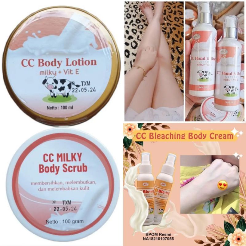 CC MILKY Body Scrub | CC Body Lotion | Bleaching | Pemutih Badan Ampuh