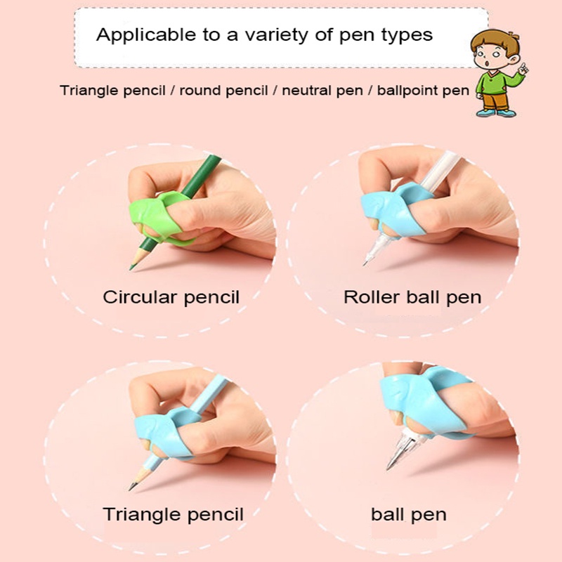 Korektor Postur Pegang Pensil Anak/Pen Gripper Tiga Jari Silikon Lembut/Pen Holder Grip Koreksi Tulisan Siswa/Alat Cengkrem Kaligrafi Dan Pulpen Pemula