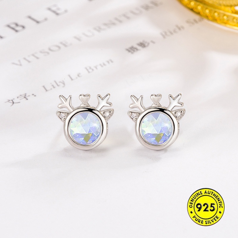 Lucu Dengan Berlian Dream Aurora Elk Kalung Fawn Stud Earrings Ornamen Suit U1519