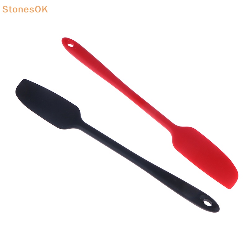 Stones 1Pc Spatula Silikon Gagang Panjang Tahan Panas Fleksibel Non-Stick Slim Spatula DIY Kue Krim Scraper Blender Baking Alat ID