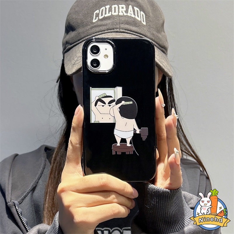 IPHONE Kartun Crayon Shin-chan Glossy Phone Case Kompatibel Untuk Iphone14 13 12 11 Pro Max X Xr Xs Max8 7 6 6s Plus SE 2020tahan Gores Lembut Silikon Shockproof Pelindung Cover