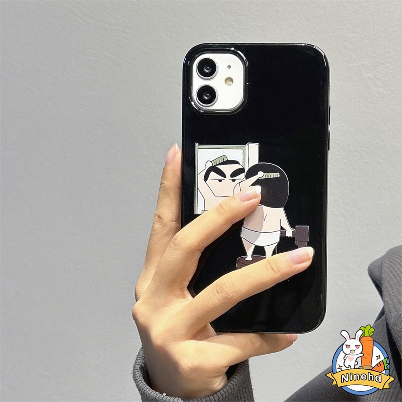 IPHONE Kartun Crayon Shin-chan Glossy Phone Case Kompatibel Untuk Iphone14 13 12 11 Pro Max X Xr Xs Max8 7 6 6s Plus SE 2020tahan Gores Lembut Silikon Shockproof Pelindung Cover