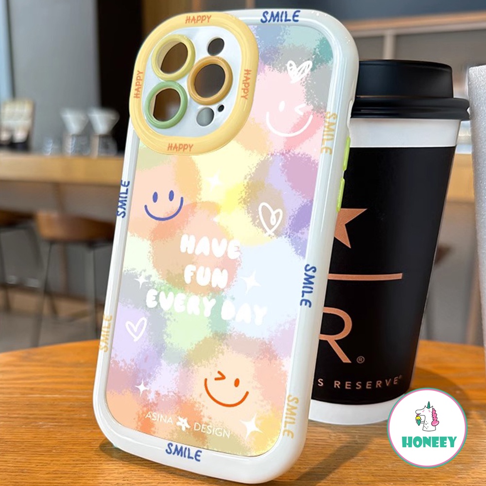 Ins Rainbow Love Akrilik Transparan Casing Ponsel Kompatibel Untuk iPhone 14 Pro Max13 12 11 Pro Max Bingkai Putih Shockproof Back Cover