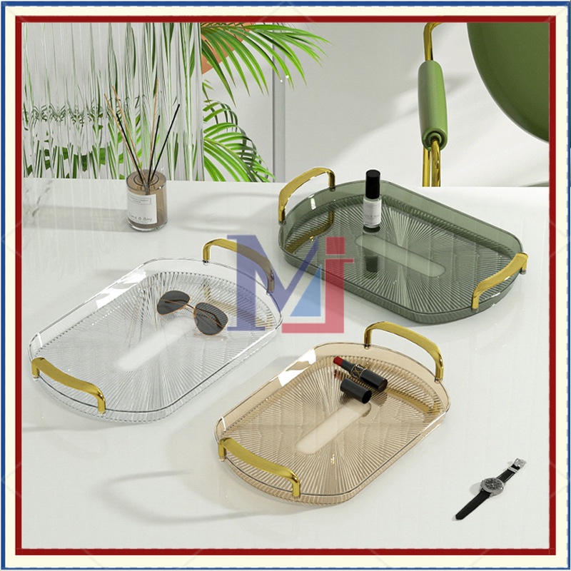 【Large】Nampan Plastik Tray/Nordic Luxury Tray/Tray Aesthetic Gold/Nampan Tray Mewah