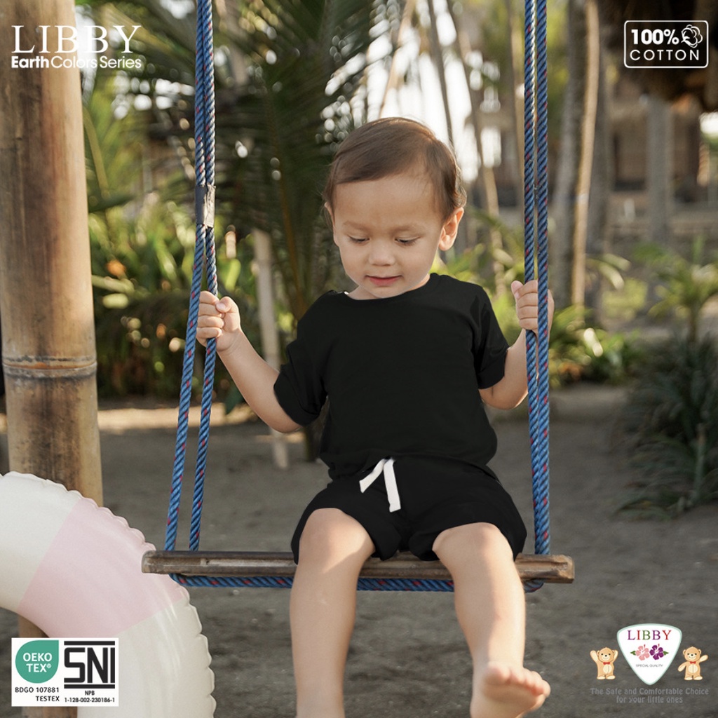 Libby - Basic Cotton Tee and Tom Short Black Series| Setelan Pendek Anak