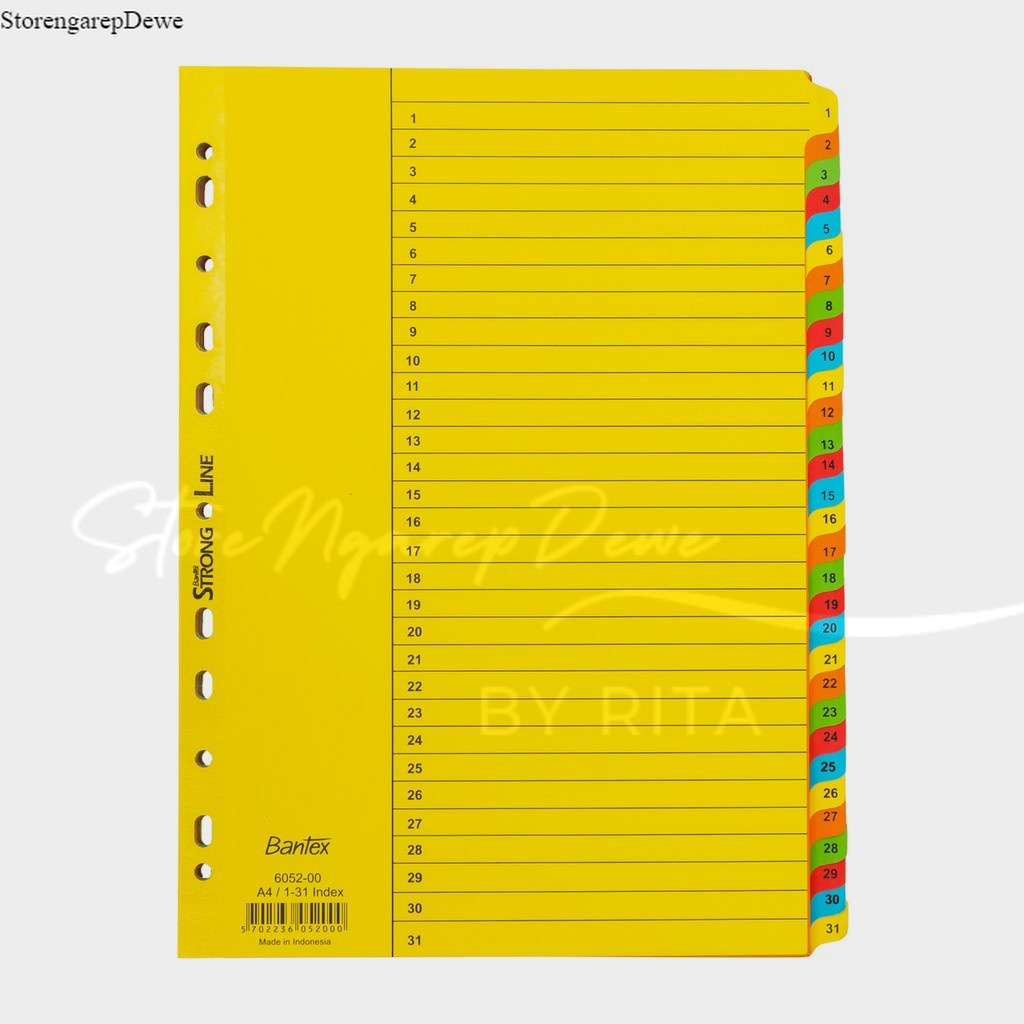 

Bantex Cardboard Divider & Indexes A4 131 (31 Pages) 6052 00 original seperti gambar bantex