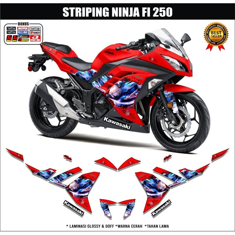 Stiker Striping Kawasaki Ninja 250 Fi Edisi Anime / Decal Stiker Motor Ninja 250 Fi Old 2013