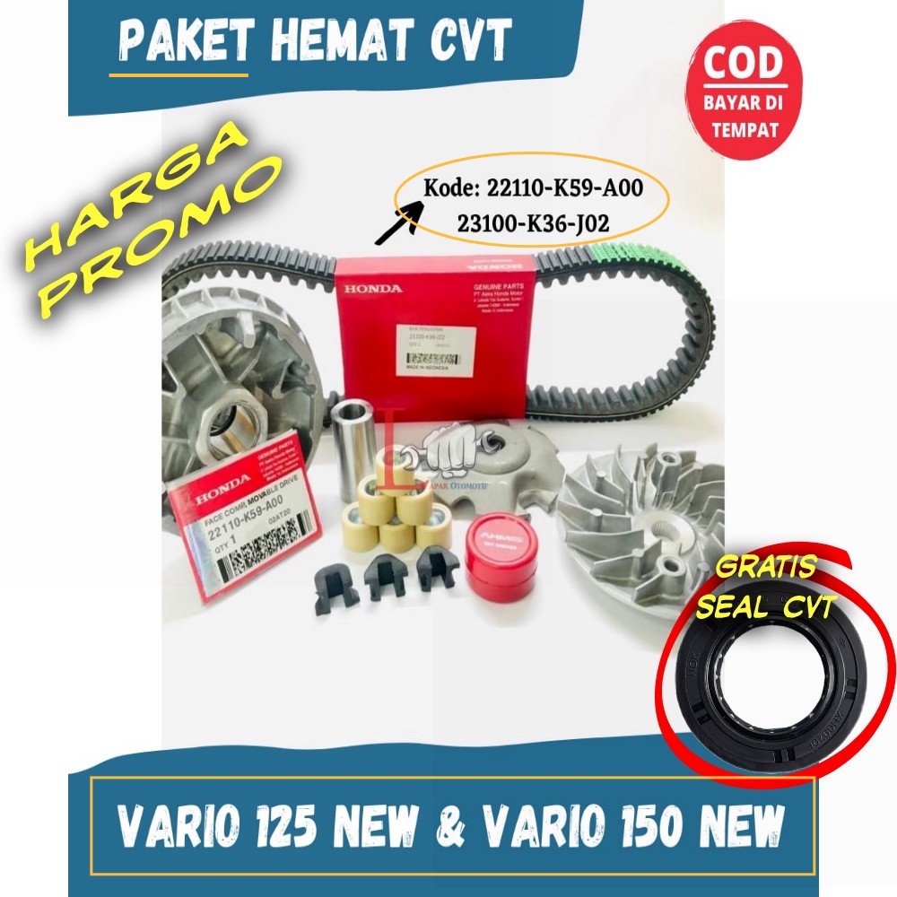 SATU PAKET CVT RUMAH ROLLER SET VARIO 125/150 NEW LED K36 & VARIO 125/150 ESP OLD KZR SET KIPAS CVT 