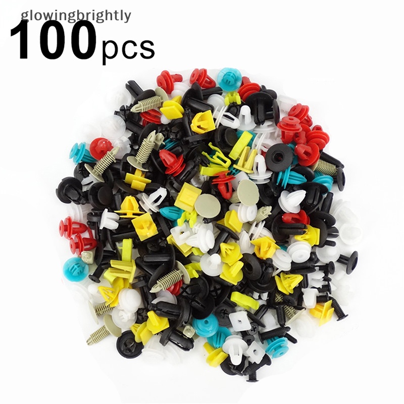 [glowingbrightly] 100pcs /set Universal Campur Mobil Berbagai Plastik Rivet Pengikat Pintu Push Pin Auto TFX