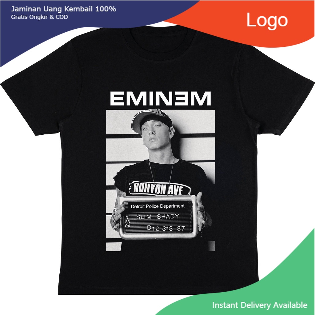 KAOS EMINEM "MUGSHOT" | T-SHIRT RAPPER EMINEM SLIM SHADY | RAP TEE HITAM EMINEM