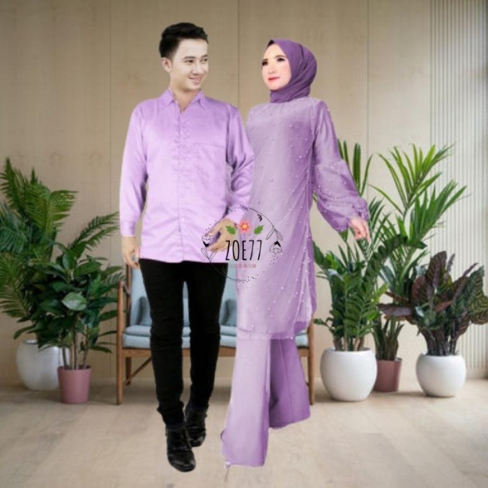 New Style Stelan Couple Tunik Muslim Pasangan Suami Istri - Syelbi - SIze L-XL- - LILAC, L