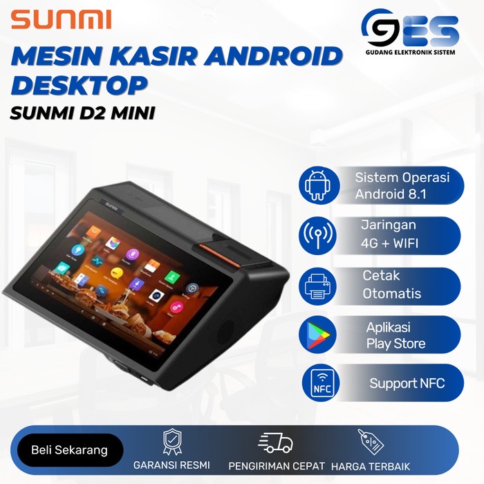 Mesin Kasir Android Desktop SUNMI D2 Mini Wifi 4G NFC Bergaransi