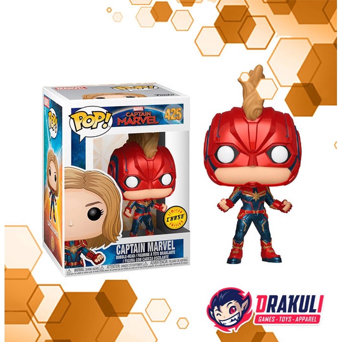 Toys Funko Pop Marvel Captain Marvel - Captain Marvel Limited Chase - WITH PROTECTOR