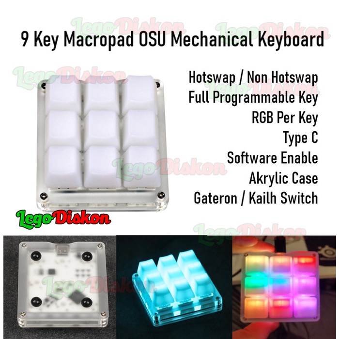 Macropad OSU Mechanical Keyboard Programmable Key Macro RGB - Trans Black
