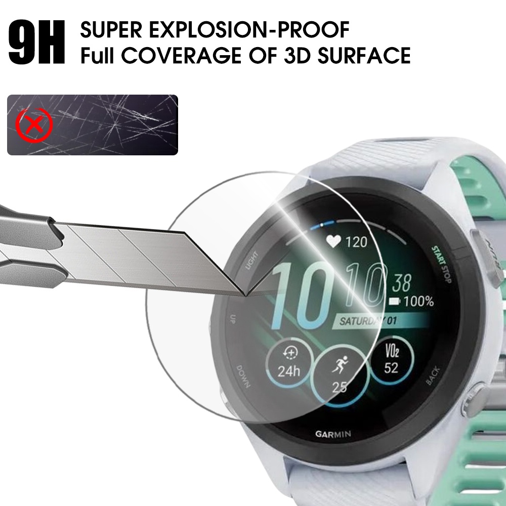 1pc Tempered Glass Untuk Garmin Forerunner 265S 265 965 Pelindung Layar Anti Gores 9H Clear Full Cover Film Smart Watch Aksesoris