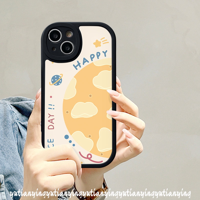 IPHONE Casing Pasangan Kompatibel Untuk Iphone13 12 11 14 Pro Max 7plus 7 6 8 XR 6s Plus X XS Max SE 2020 Happy Planet Space Luck Star Soft Tup Case