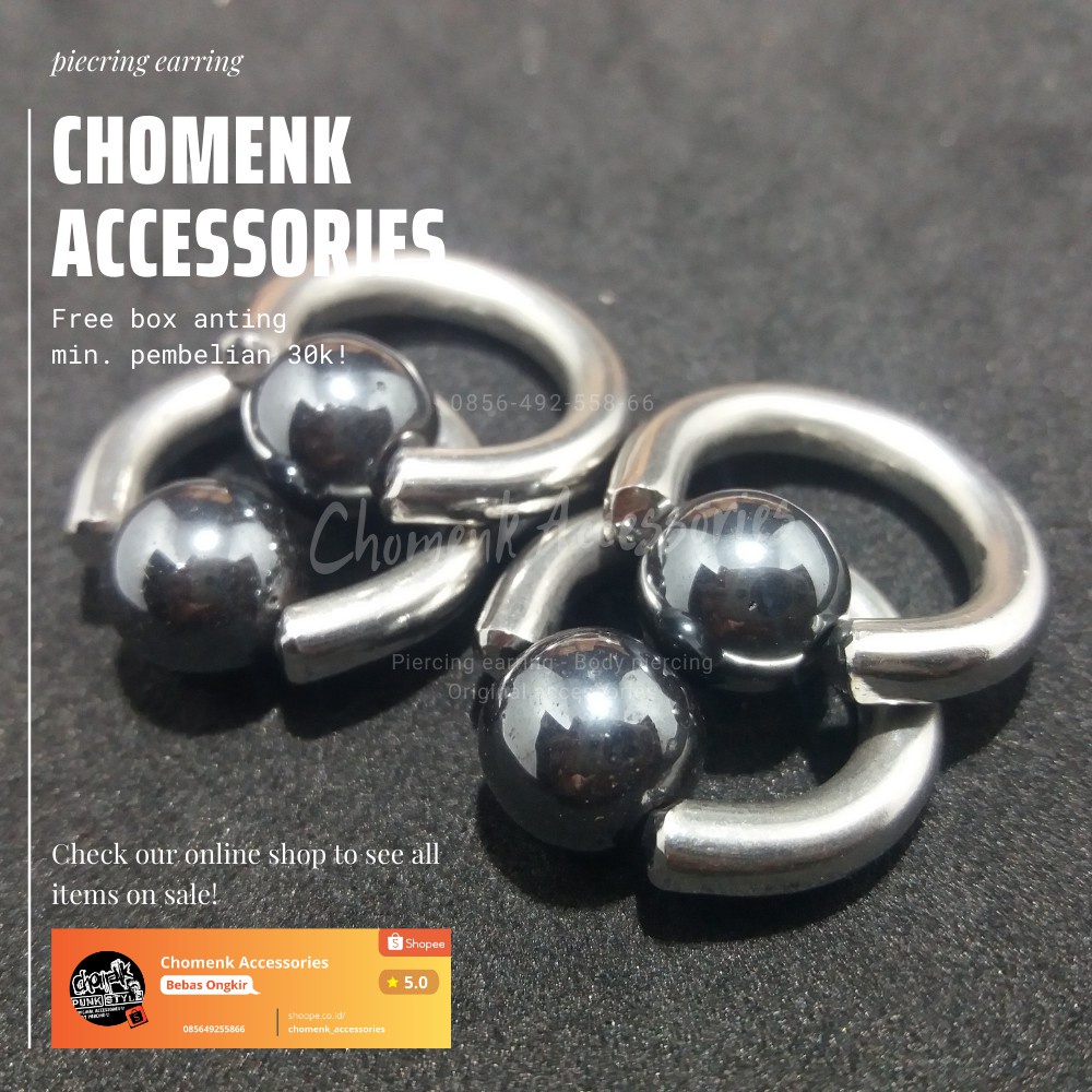 COD FREE SETIKER anting pria anting tindik anting titanium anting Rossi tindik barbel 4,5mm-5mm blus