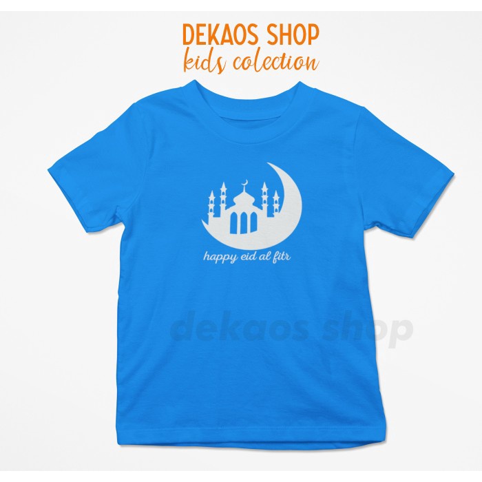 BAJU KAOS ANAK LEBARAN 2021 / BAJU KAOS ANAK RAMADHAN / DEKAOS 410KID - Biru Turkish, 3