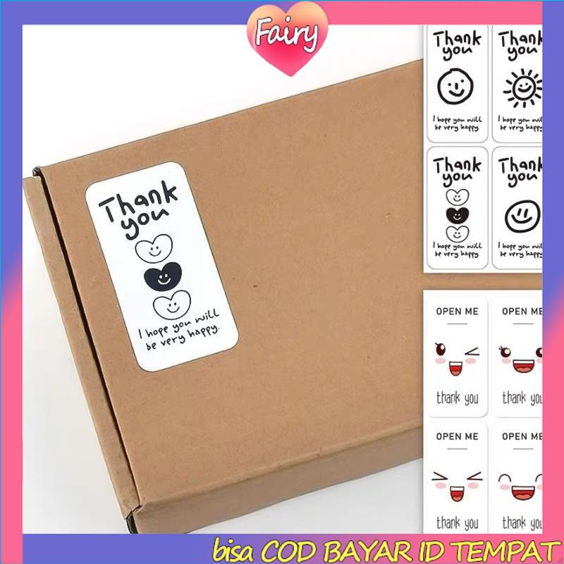 COD✨100pcs Sticker Thank You Ekspresi Indah Kartun Untuk Kotak Hadiah Stiker Segel Kemasan Stiker F