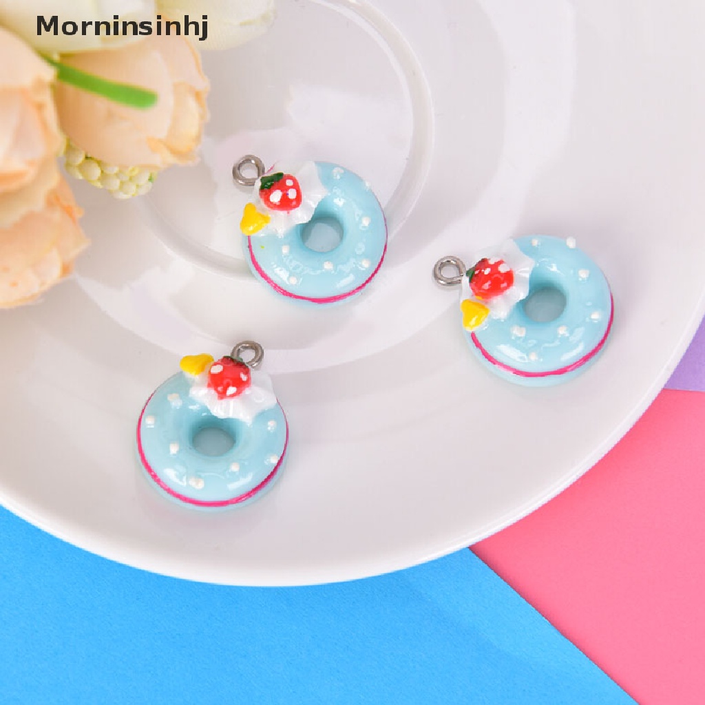 Mornin 10Pcs/Set Liontin Donat Makanan Mini Dekorasi DIY Temuan Perhiasan Ch id