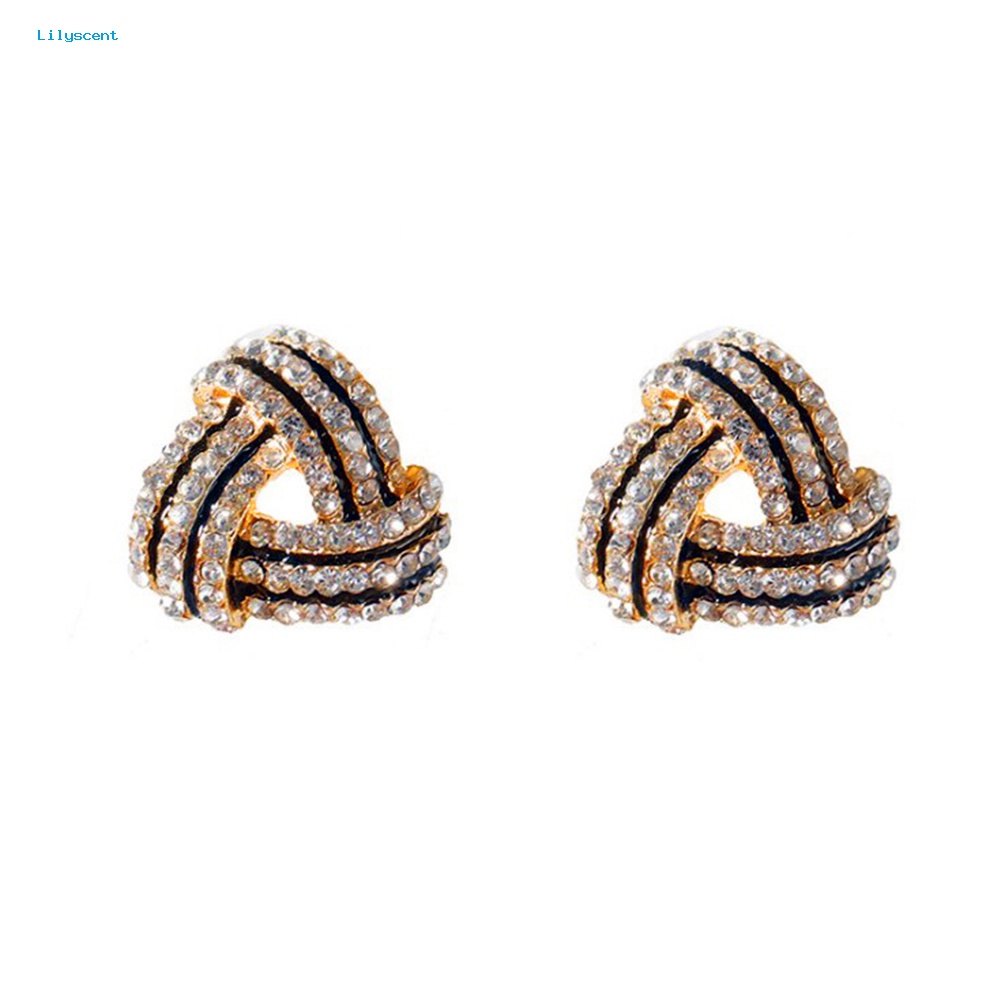 Lilyscent Fashionable Wanita Berlian Imitasi Bentuk Segitiga Stud Earrings Aksesori Perhiasan