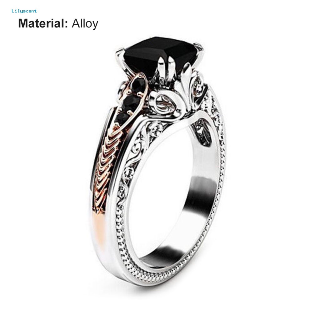 Cincin Lilyscent Alloy Untuk Outdoor Desain Unik Trendy Ring Square Cubic Zirconia