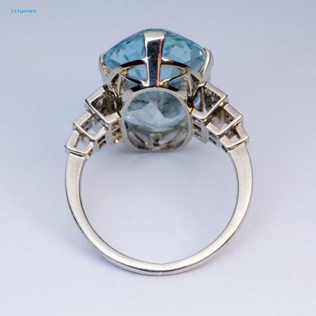 Lilyscent Blue Women Rings Untuk Ulang Tahun Geometris Glossy Kristal Imitasi Ladies Rings Glossy