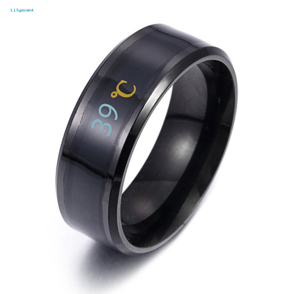 Lilyscent Trendy Stylish Ring Untuk Ulang Tahun Stainless Steel Smart Sensor Suhu Tubuh Ring Ringan