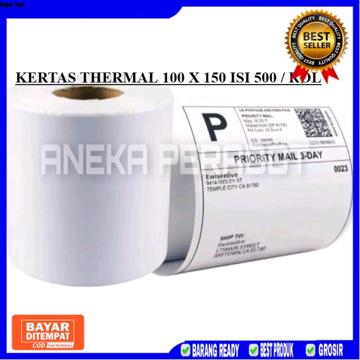 

[AP]Kertas Thermal Label Barcode 100 x 150 mm isi 500 Pcs Harga Termurah Terlaris