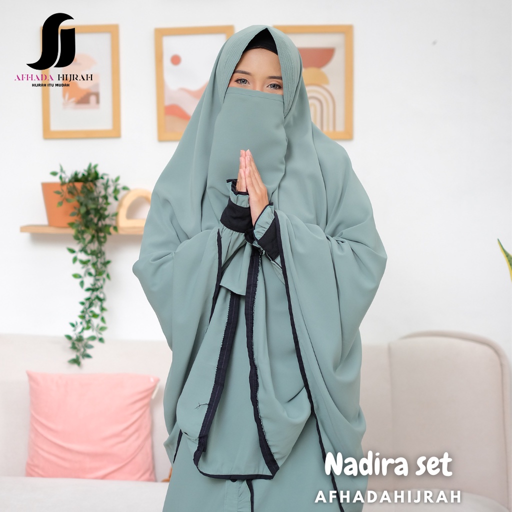 Terbaru ✨ Dress Syar'I Gamis Sunnah Gamis Set Cadar Nadira Set Syari Baju Dan Hijab Instan Syari Fre