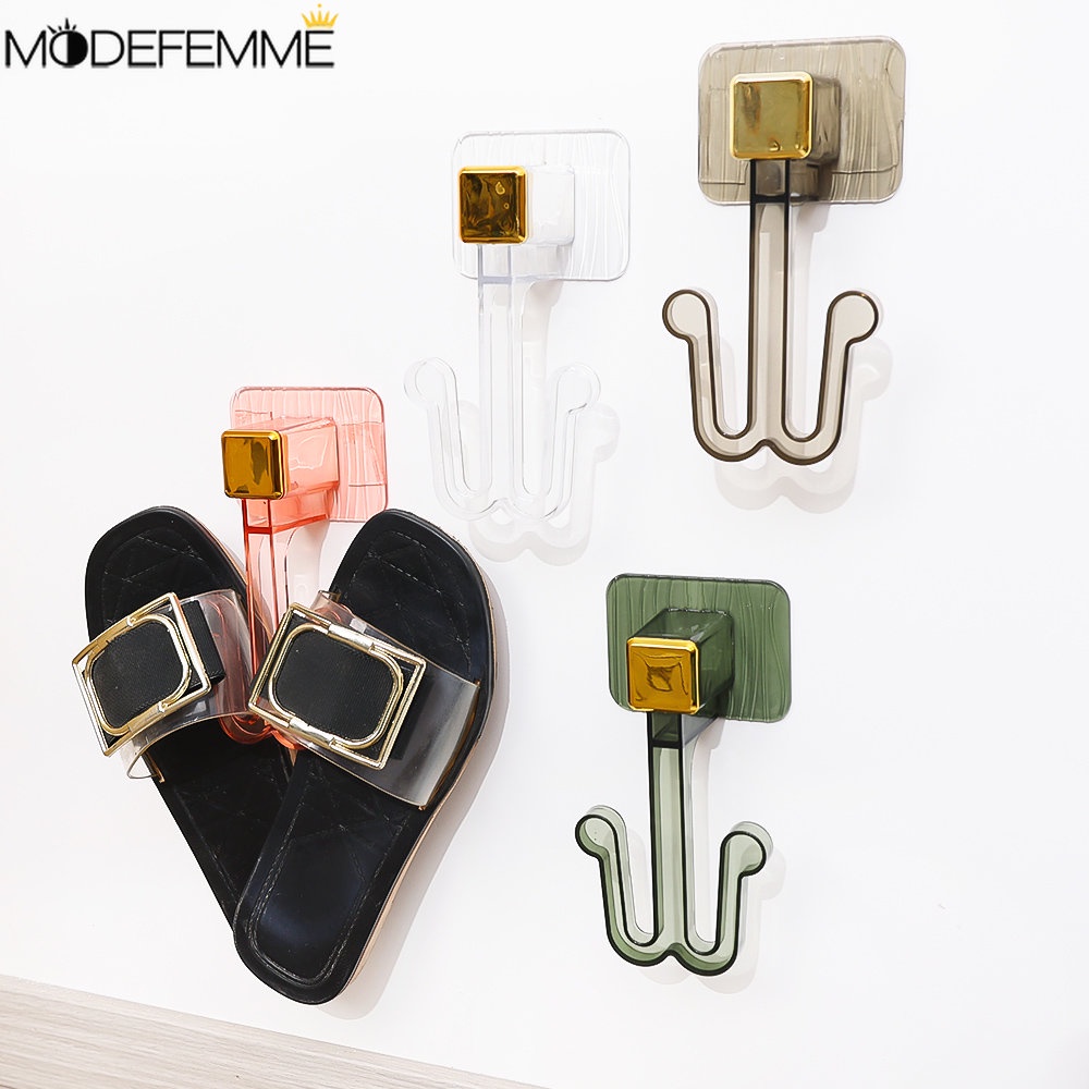 Gantungan Handuk Kalung Topi Bantalan Kuat Rumah Organize Alat Perekat Diri Sandal Drain Rak Dua Slot Sepatu Kait Gantung Barang Hemat Tempat Finishing Rak