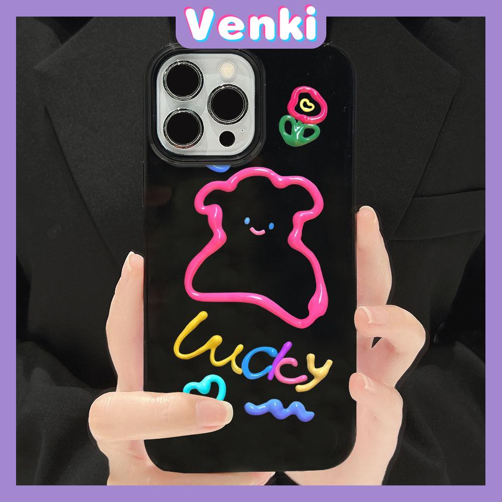 iPhone Case Soft TPU Glossy Black Candy Case Cute Color Graffiti Camera Protection Shockproof For iPhone 14 13 12 11 Pro Max 7 8 Plus X XR