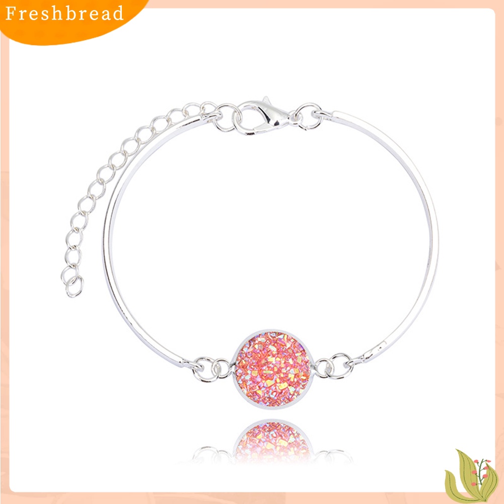 &lt; Freshbread &gt; Fashion Gelang Batu Geode Alami Perhiasan Berlian Imitasi Pave Wanita Gelang Hadiah