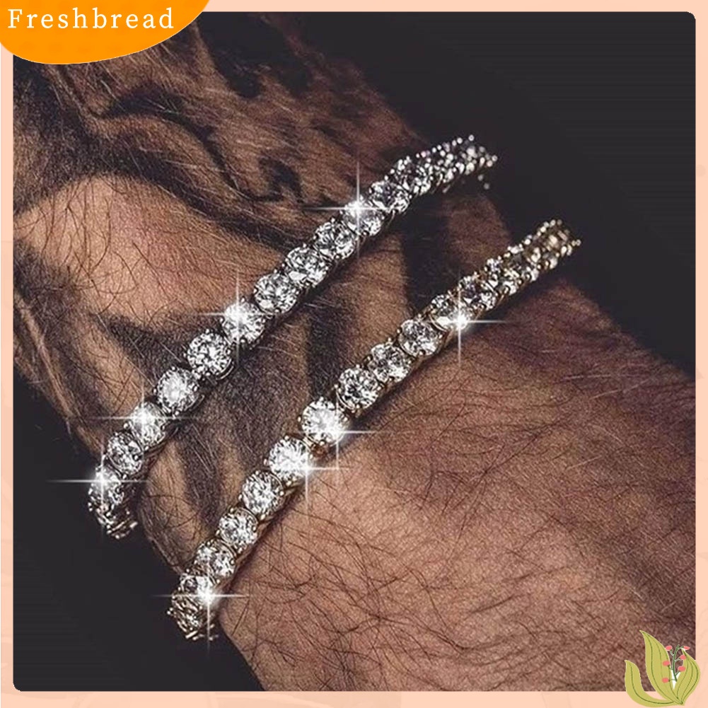 &lt; Freshbread &gt; Glitter Baris Tunggal Berlian Imitasi Gelang Bangle Unisex Perjamuan Pesta Perhiasan Hadiah