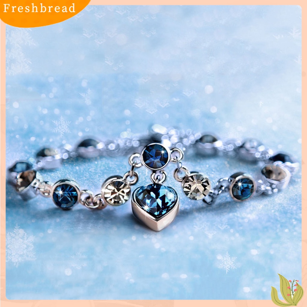 &lt; Freshbread &gt; Rantai Tangan Rantai Zircon Bentuk Hati Kristal Imitasi Prom Gelang Untuk Hari Valentine
