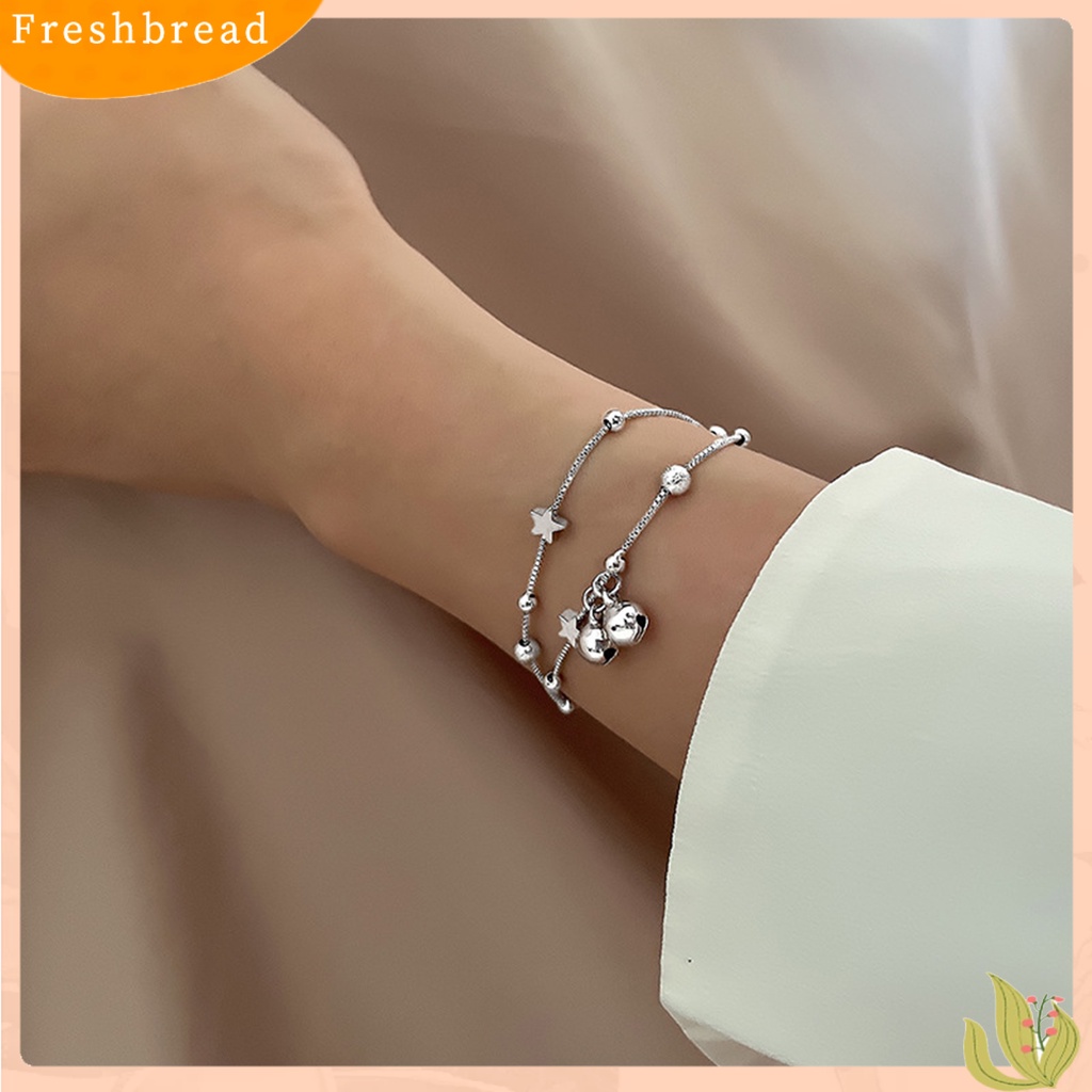 &lt; Freshbread &gt; Wanita Gelang Kepribadian Temperamen Gaya Korea Matte Double-layered Dekorasi Aksesori Bintang Bell Cuff Bracelet Untuk Tanggal