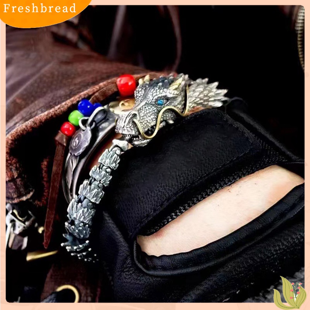 &lt; Freshbread &gt; Pria Gelang Adjustable Hypoallergenic Hip-hop Distress Koleksi Perhiasan Aksesoris Tembaga Gaya Retro Kepala Naga Laki-Laki Cuff Bangle Untuk Pesta