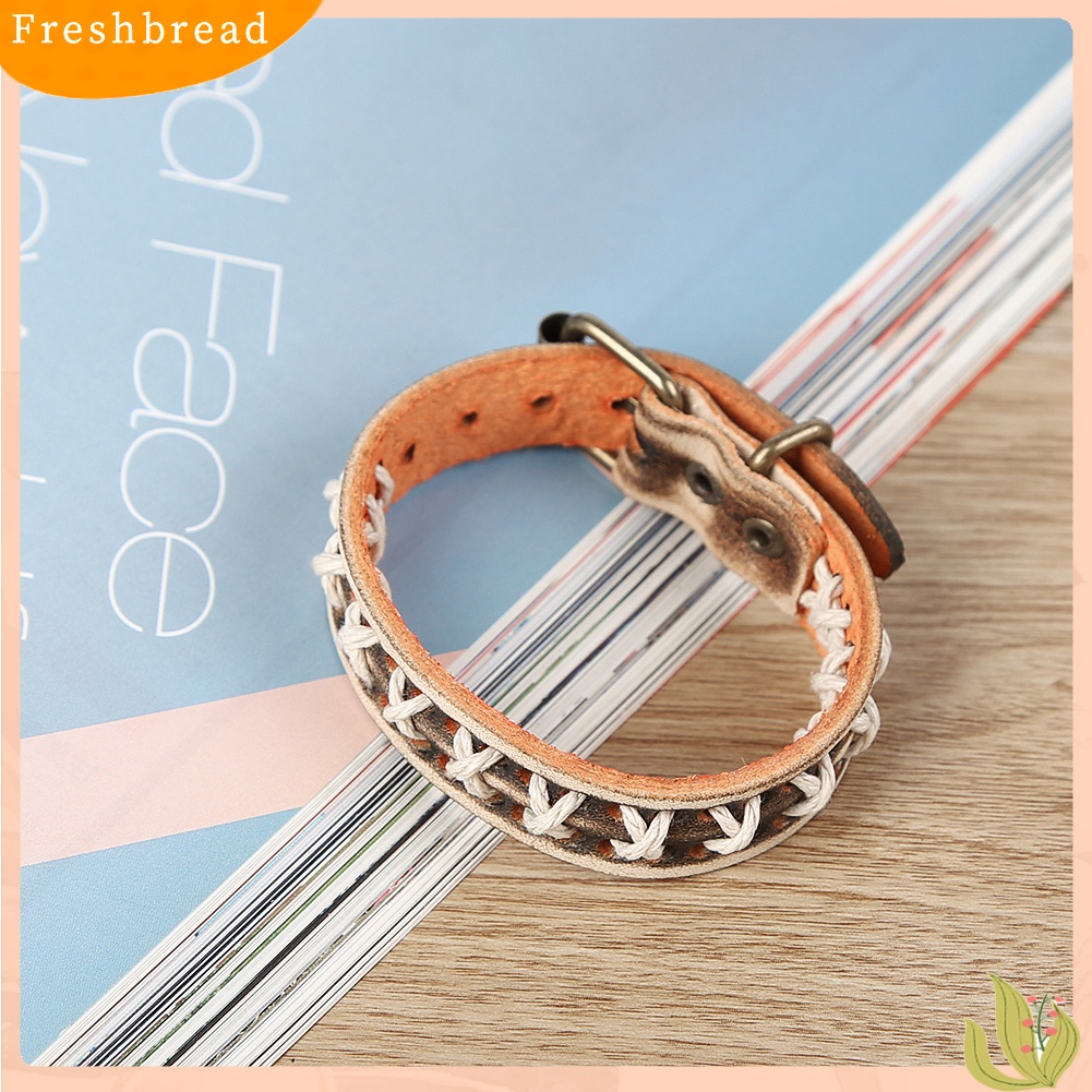 &lt; Freshbread &gt; Unisex Rajut Tali Kulit Gesper Gelang Punk Antik Gelang Cuff Bangle