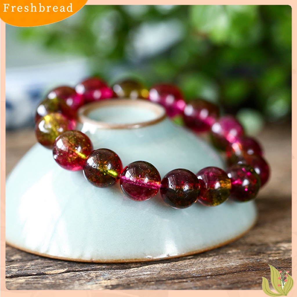 &lt; Freshbread &gt; Wanita Gelang Faux Watermelon Tourmaline Beads Jewelry Vintage Gelang Elastisitas Yang Bagus Untuk Pesta