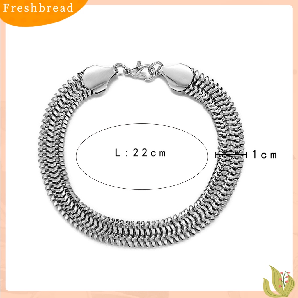 &lt; Freshbread &gt; Gelang Rantai Pria Double Layer Flat Snake Chain Jewelry Hip Hop Geometris Bangle Fashion Jewelry